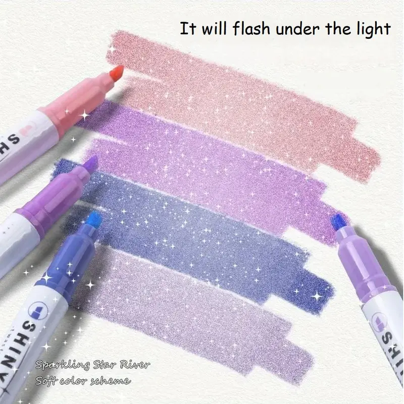 Glitter Marker Pen, 12pcs Shiny Highlighter Pen, Colored Pen for Coloring Book, Drawing, Doodling, Scrapbook, Journaling 0