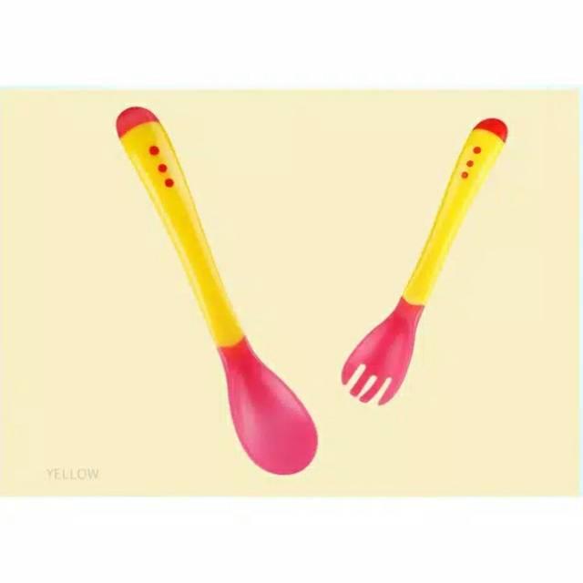 4 pcs Sendok makan bayi dengan sensor panas lentur silikon 1