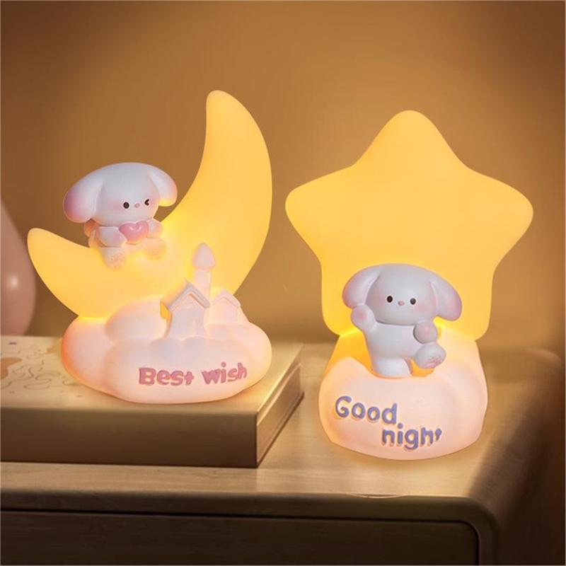 Đèn Ngủ Hình Chó Mặt Trăng, Thiết Kế Dễ Thương, Đèn Ngủ Hình Chó Ngôi Sao, Đèn Vinyl, Đèn Đầu Giường, Chạy Bằng Pin Có Nút Bấm, Đồ Trang Trí, Lý Tưởng Làm Quà Tặng Sinh Nhật 0