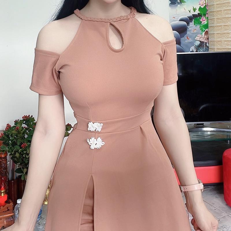 SÉT ĐẦM KÈM QUẦN ĐÙI XINH XẮN. MÃ AK55 Nữ Women Kem Thun Top Cotton Áo 6
