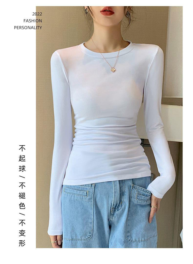 Product Introduction of Áo Lớp Nền Màu Trắng, Xuyên Biên Giới, Dành Cho Nữ, Có Thể Mặc Bên Trong, Bó Sát, Bó Sát, Phong Cách Phương Tây, Phong Cách Hàn Quốc Mới Mùa Thu, Áo Thun Dài Tay, Áo Cổ Tròn, Phát Hành Mới Năm 2025 7