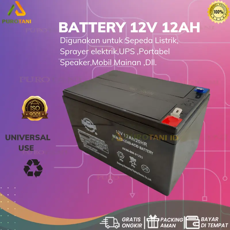 Batrai Aki Kering 12 Volt 12 AH Battery Kering Sepeda Listrik 12V-12AH 3