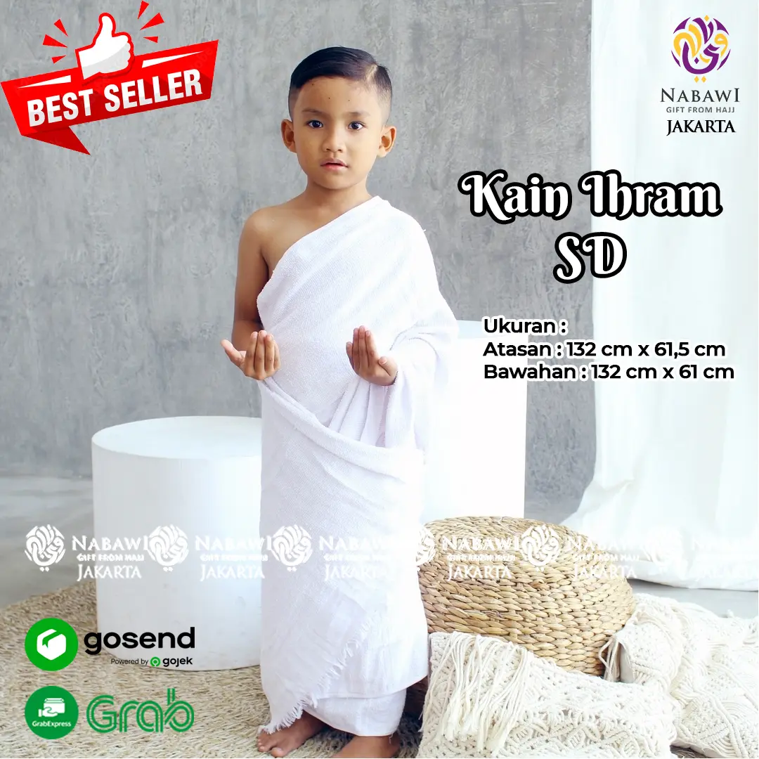 Kain Ihram pria Anak TK / SD / DEWASA / CAMEL Baju Ihrom Anak Laki-laki Manasik Haji dan Umroh Muslim