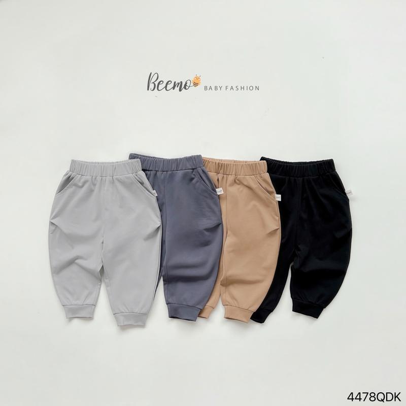 Quần dài Beemo jogger trơn vải cotton cho bé trai mặc đi chơi đi học từ 9-24kg 4478QDK