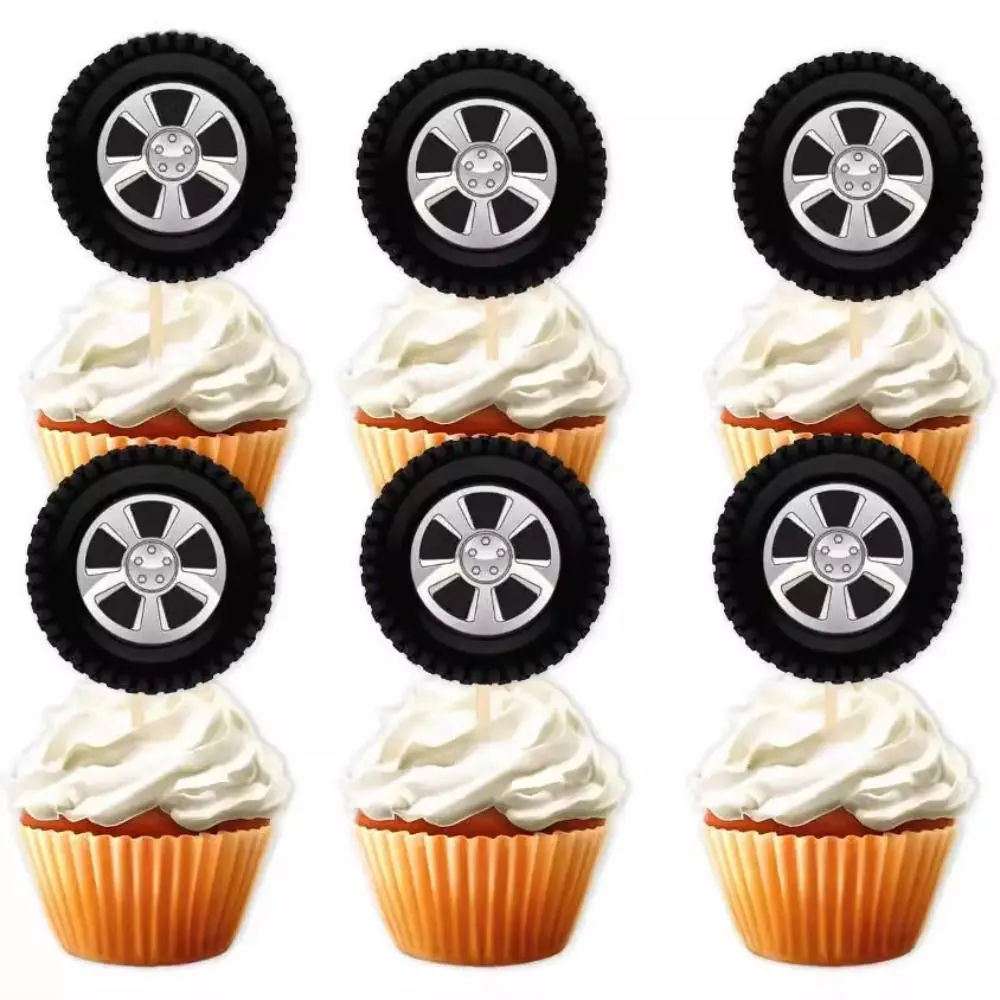 20pcs Scene Decoration Black White Tire Wheel Tire Paper Straws Food Grade Funny Disposable Drink Straws Festival Racing Theme Straws For Kids Racing Birthday Party