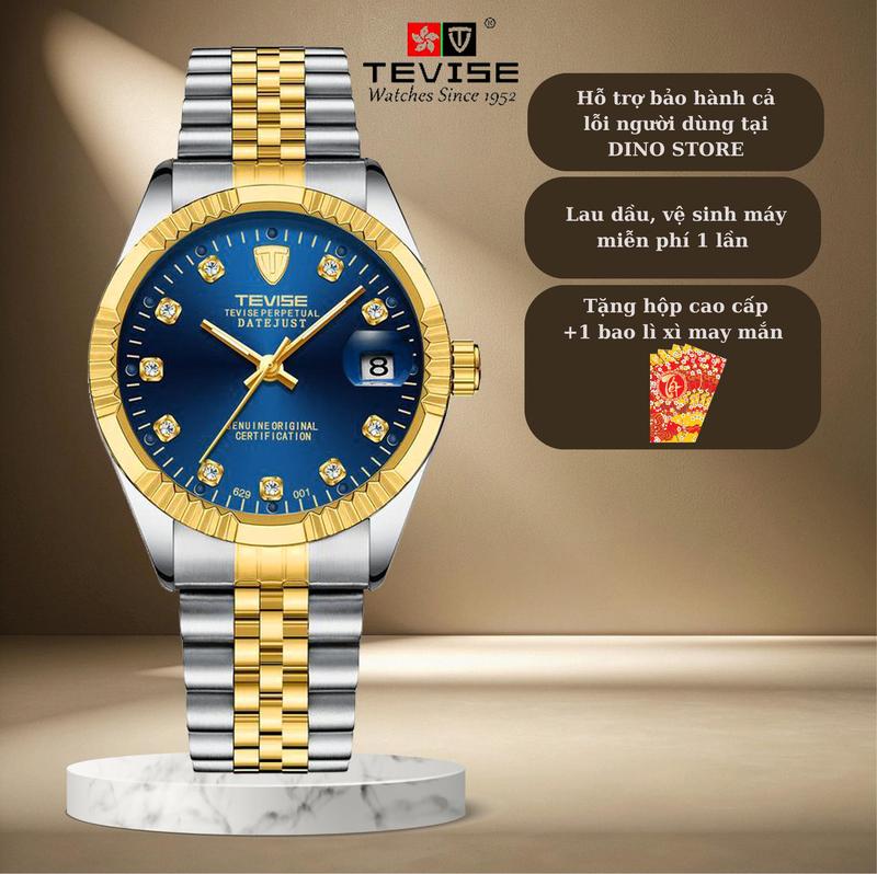 Đồng Hồ Cơ Nam Tevise Phiên Bản Datejust Dây Demi Mặt kính chống xước chống nước bảo hành 12 tháng