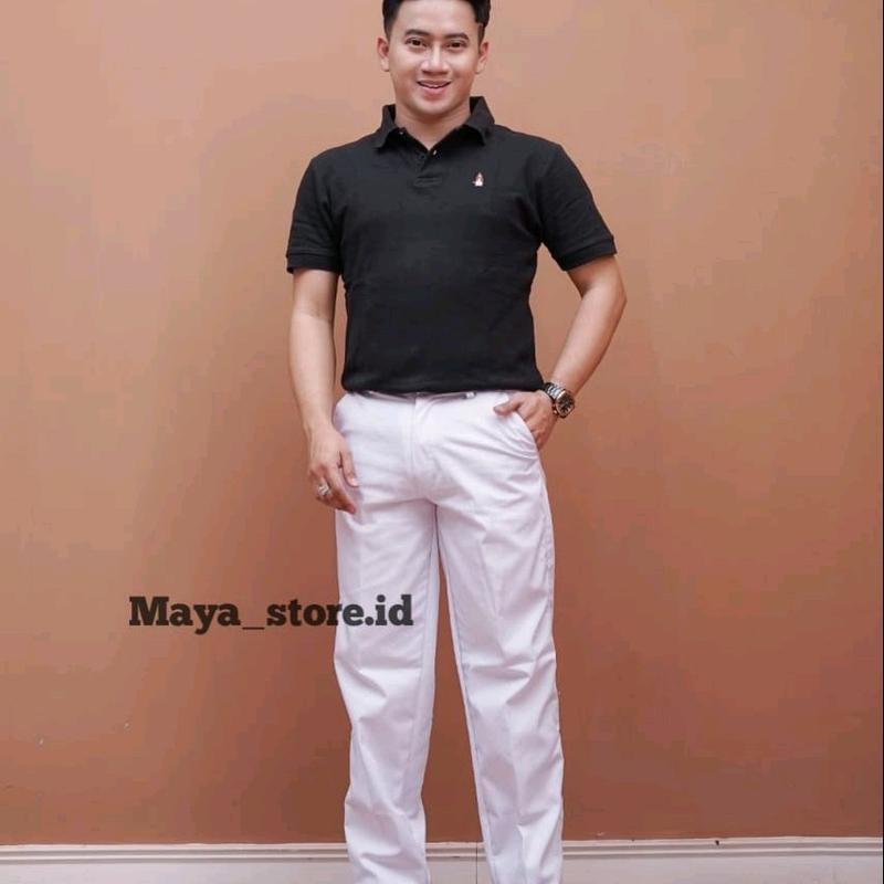 CELANA CELANA PUTIH BAHAN KATUN DRILL CELANA PRIA CELANA FORMAL KANTOR CELANA SEKOLAH 2