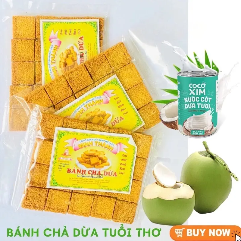 Bánh chả Dừa Minh Thành - Thơm Ngon Đậm Vị (1 gói Được 20 Miếng) Đồ Ăn Vặt Food 1993