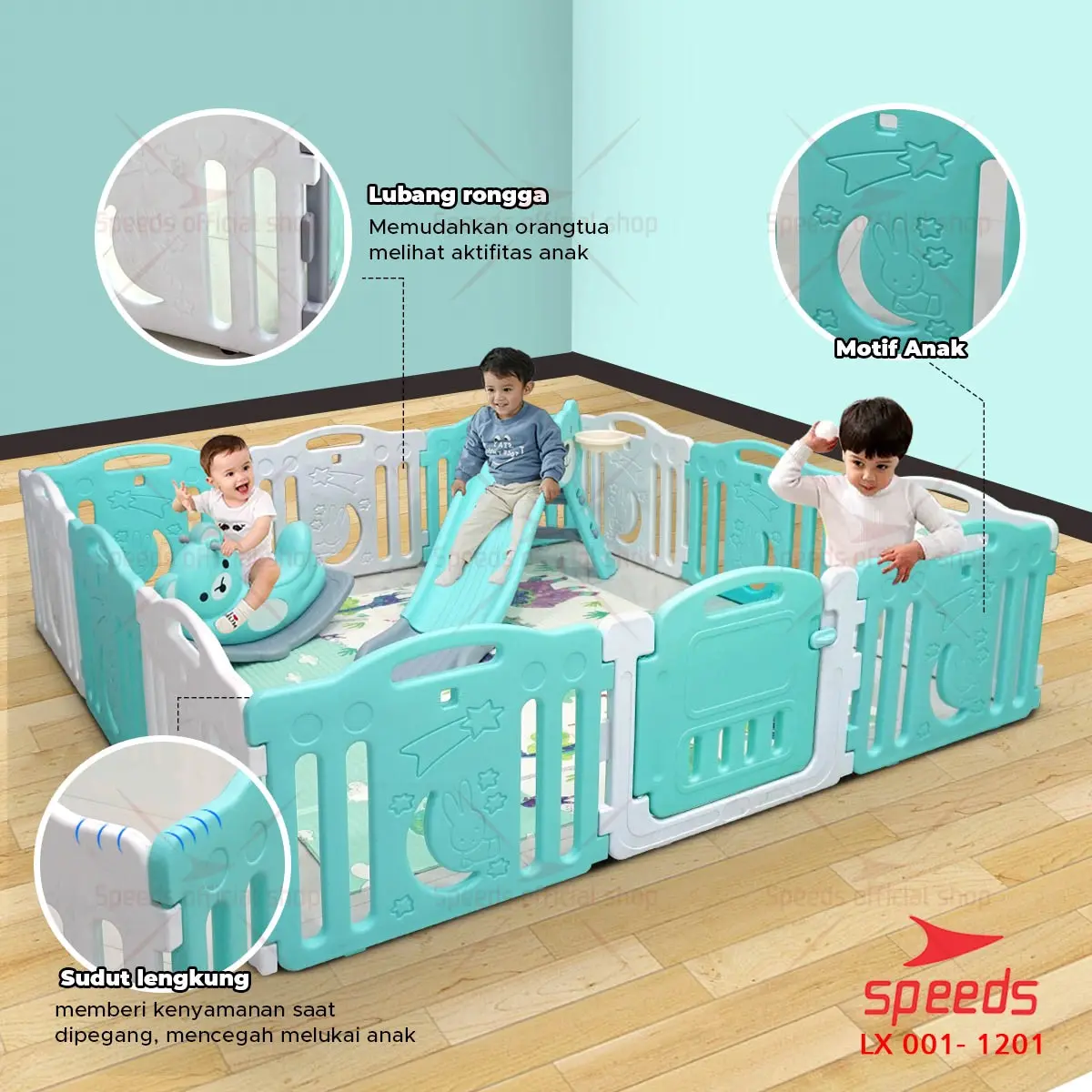 SPEEDS Pagar Mainan Anak Pagar Bayi Pagar Anak Playfence Set Play Fence Kokoh Pagar Pengaman Anak Ukuran XL Set 001-M1201