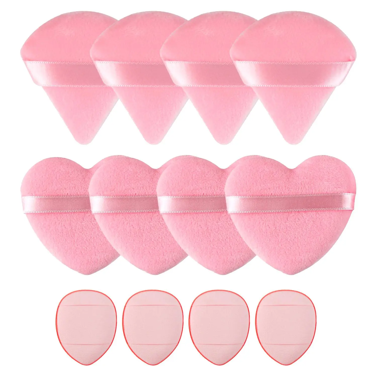 Makeup Powder Puff Set for Christmas Gift, 12pcs/set Heart & Water Drop Shaped Powder Puff & Finger Puff, Professional Makeup Tools for Women
