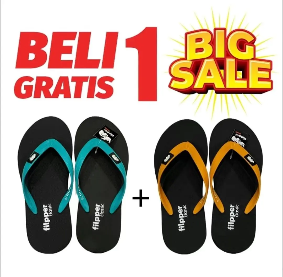 Filpper Sandal Sendal Jepit Japit Pria Cowok Laki Laki Cewek Wanita Casual Beli 1 Gratis 1