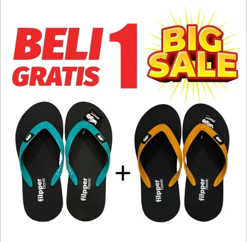 Filpper Sandal Sendal Jepit Japit Pria Cowok Laki Laki Cewek Wanita Casual Beli 1 Gratis 1 0