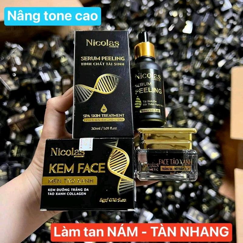 Bộ đôi Kem Face Men Tảo Xanh và Serum Tái Tạo Da Nicolas Chính Hãng - Skincare dưỡng ẩm da serum chăm sóc da làm đẹp da 3