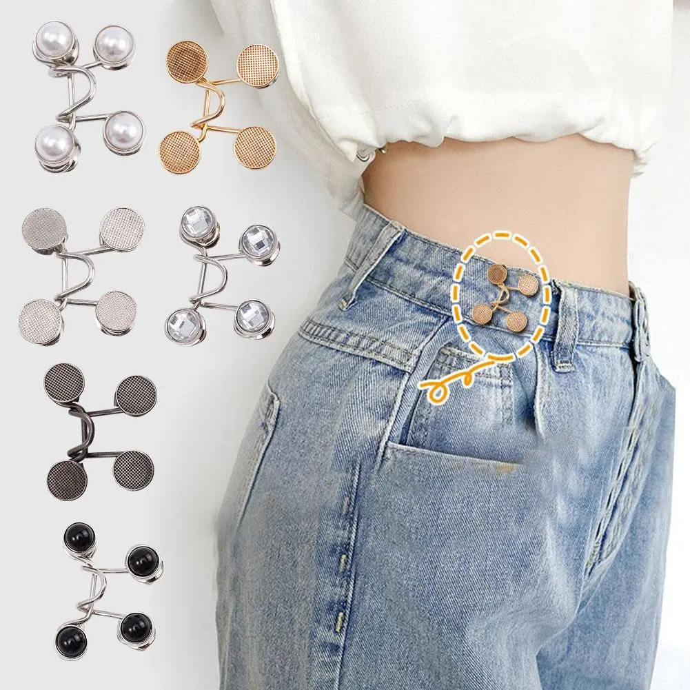 Waist Buttons Buckle Tightener Adjustable Jean Button Fashion Pins Accessories Decorate Pants I2S7