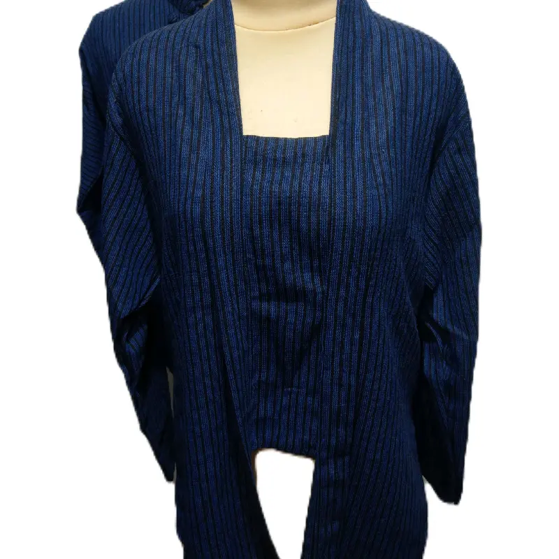 Kebaya jawa lengan panjang bahan tenun Tebal Baju adat jawa lengan panjang warna Biru navy Setrip Dress Couple Motif salur kemeja lurik vintage kara stripe 4