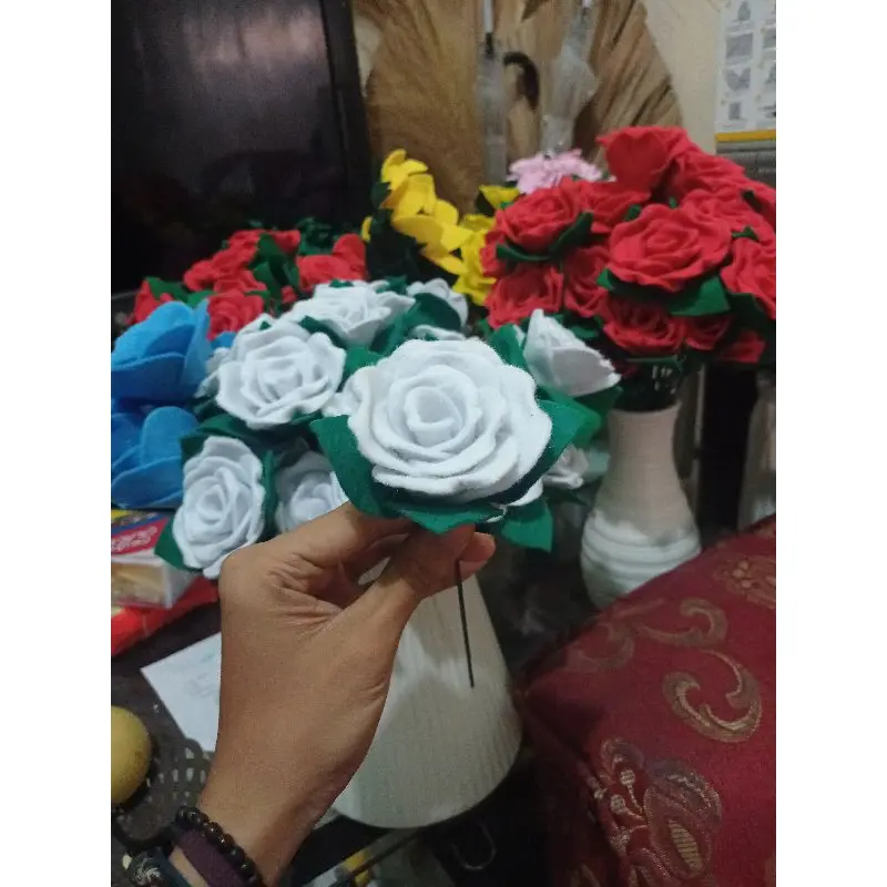 Bunga Mawar Flanel / Rose Flanel satuan 8