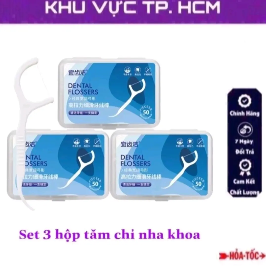 Set 3 hộp tăm chỉ nha khoa chăm sóc răng miệng  50 chiếc/ hộp an toàn, tiện dụng