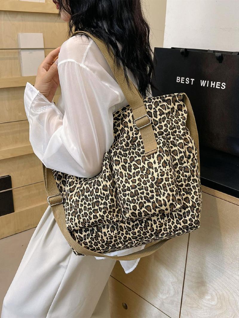 Product Introduction of Fashion Leopard Pattern Tote Bag, Casual Versatile Shoulder Bag for Women, Trendy All-match Bag for Daily Use 3