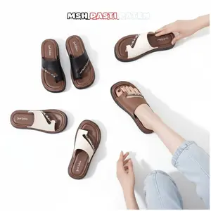 MSH 1805 Sendal Jepit Jempol Wedges Wanita Dewasa Tinggi 3.5 Cm Sendal Karet Hitam