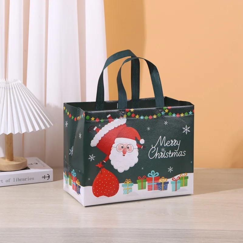 Christmas Gift Bags Santa Claus Elk Snowflake Tote Bag Non-Woven Portable Gift Packaging Bag New Year Christmas Party Decoration 0
