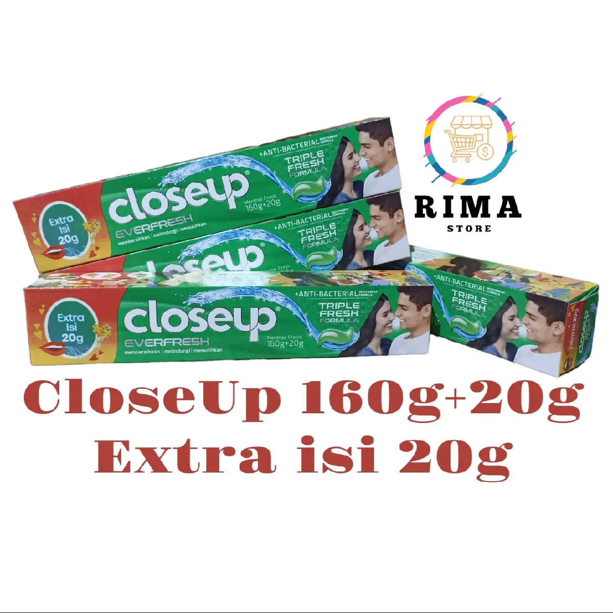 CloseUp 160g+20g Extra isi 20g Triple Fresh Bersihkan Mulut