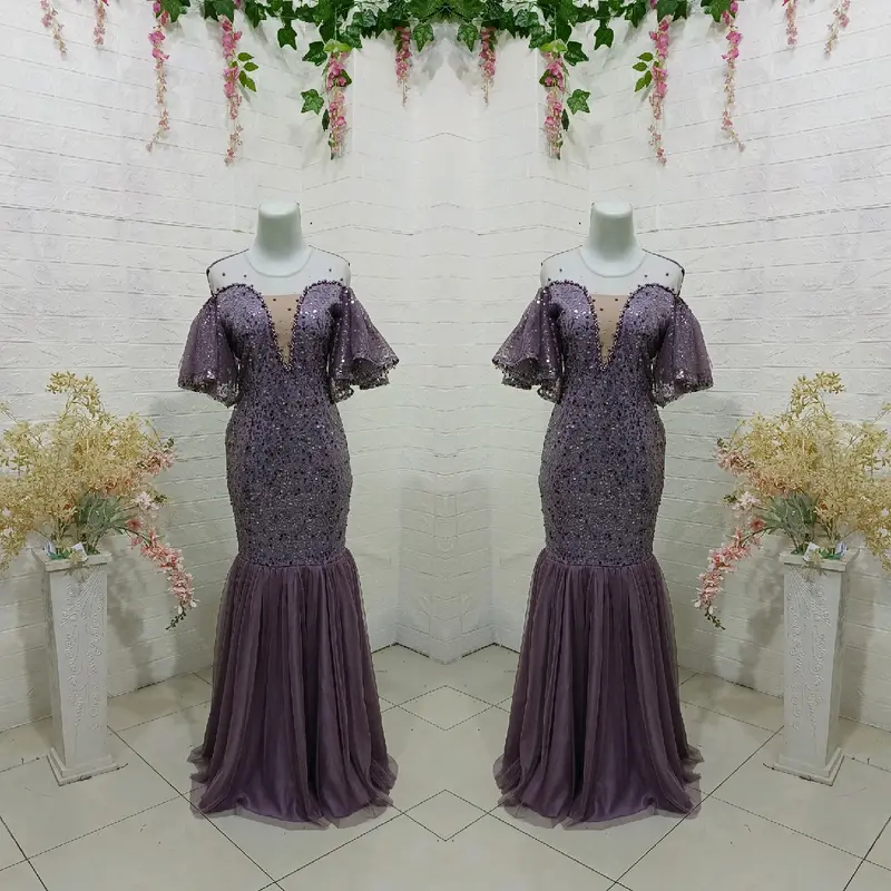 REVALINA-0035 || GAUN DUYUNG SQUIN PAYET MUTIARA MEWAH //Dress pesta // Gaun Wanita Panjang 5