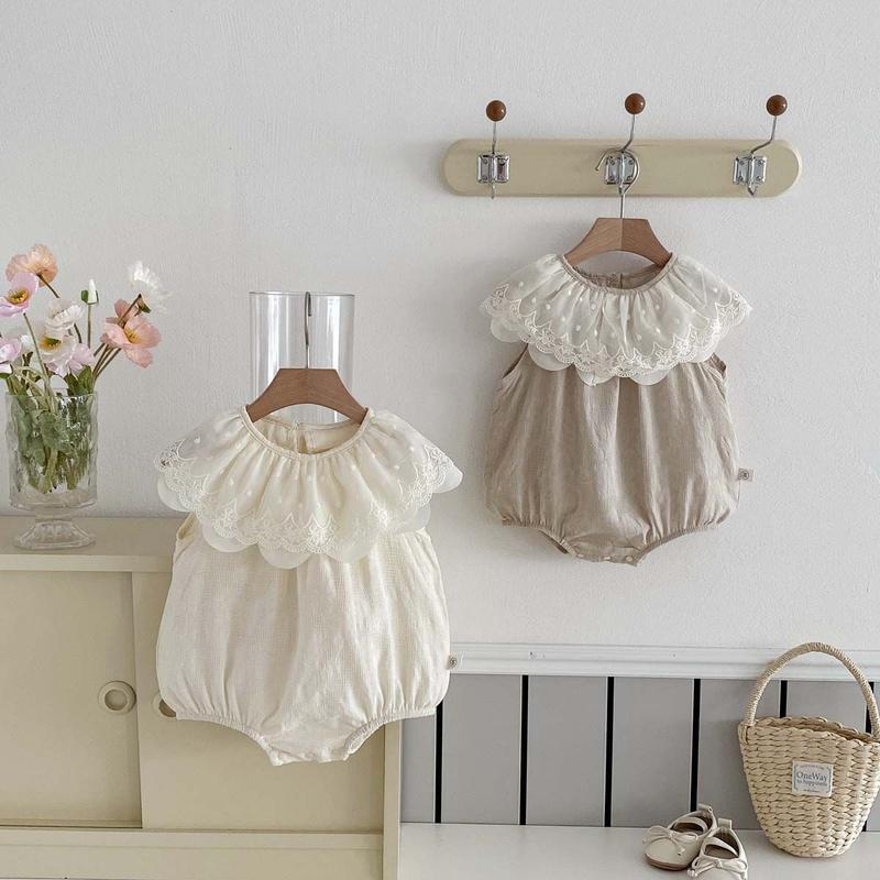 Product Introduction of Quần Áo Trẻ Em Áo Liền Quần Thêu Hoa, Phong Cách Mùa Xuân, Cho Em Bé Gái, Cổ Áo bẻ xuống, Áo Liền Quần ngắn Tay, Váy Chị Em, Phong Cách Ins 4