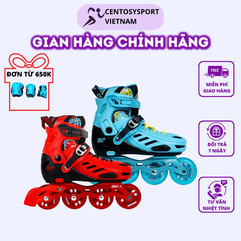 Giầy Patin Trẻ Em  T-rex chính hãng 8 bánh đèn phát sáng