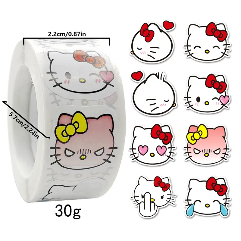 2.5cmkitty roll stickers decorative hand cartoon cute stickers sealing paper stickers