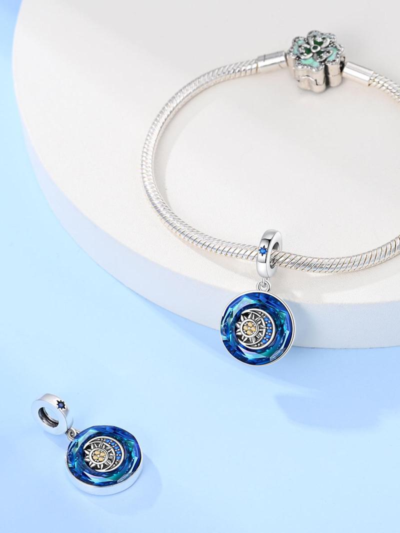 Product Introduction of Sun & Moon Design Pendant, Artificial Zircon Decor Charm for Bracelet & Necklace, DIY Jewelry Accessories, Trendy All-match & Exquisite Jewelry for Birthday Gift 2