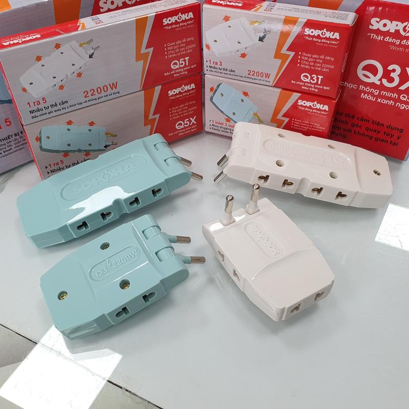 Ổ cắm chia điện chia 3 chia 5 đa năng siêu gọn Q3 Q5 SOPOKA