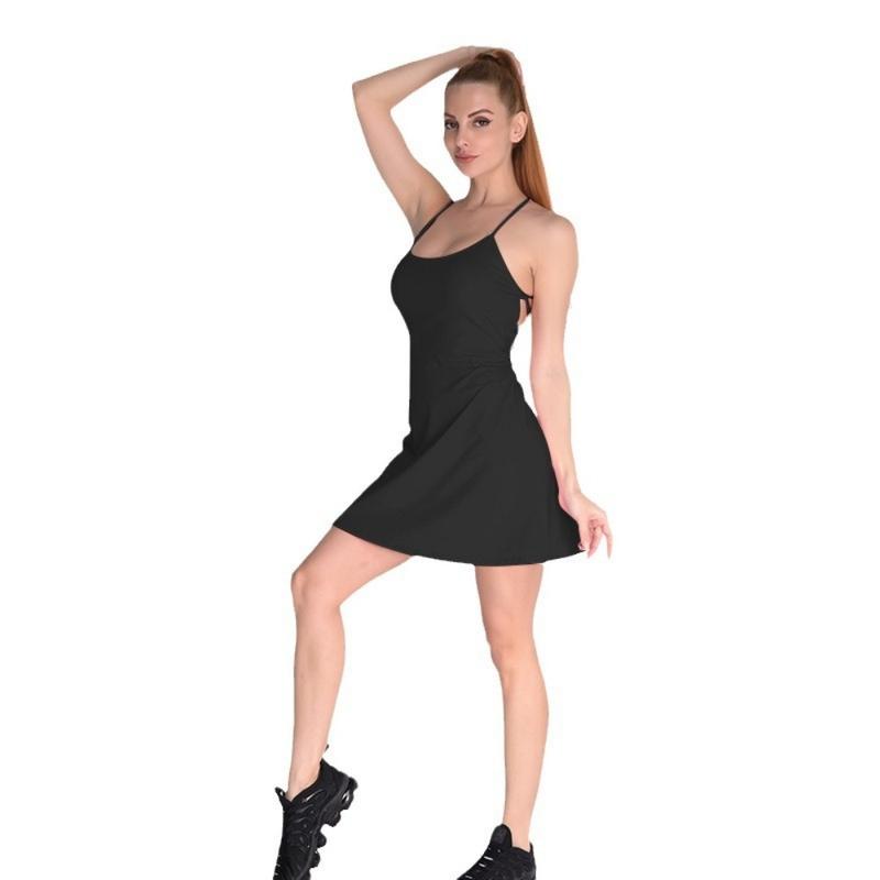 Yoga Suit Set with Chest Cushion, Anti Glare Tennis Skirt, Yoga Fitness Jumpsuit 5