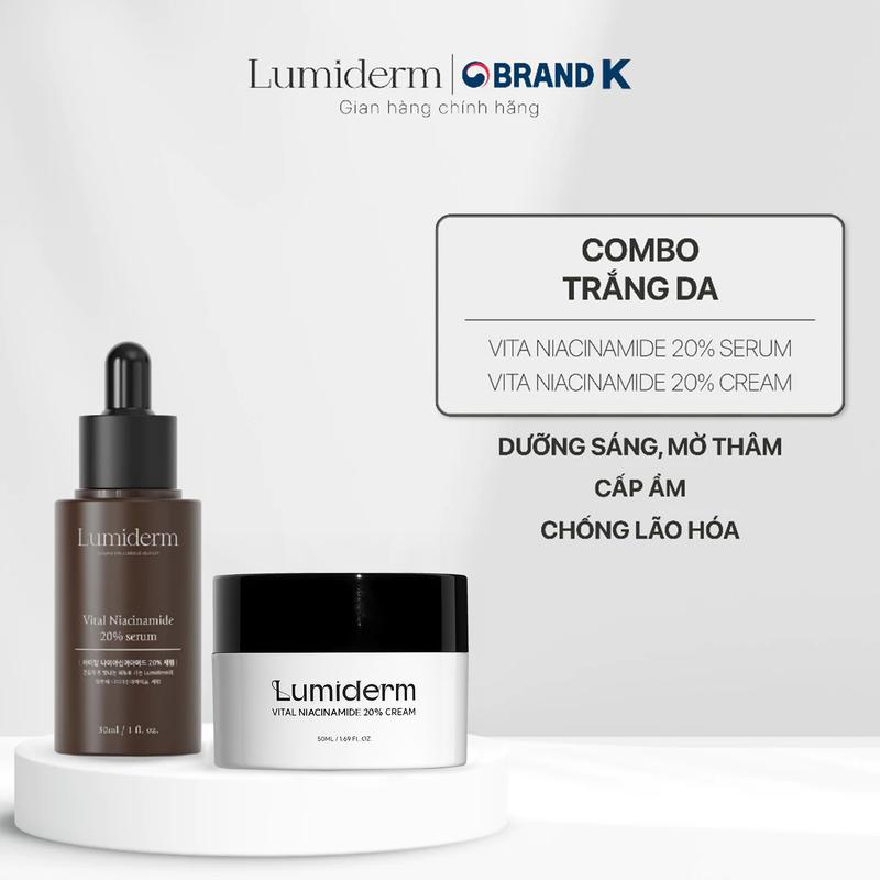 Combo Dưỡng Da Lumiderm  Kem dưỡng Vita Niacinamide 20% Cream + Serum Vita Niacinamide 20% (B3 20%) Skincare