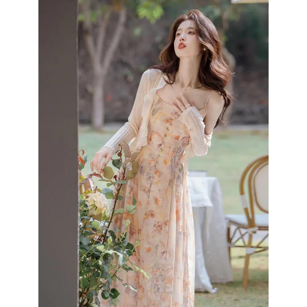 Váy Hai Dây Hoa Phong Cách Pháp, Tiệc Trà, Phong Cách Mori Cổ Tích Mùa Hè Cho Trẻ Em, Váy Ngọt Ngào Thuần Khiết