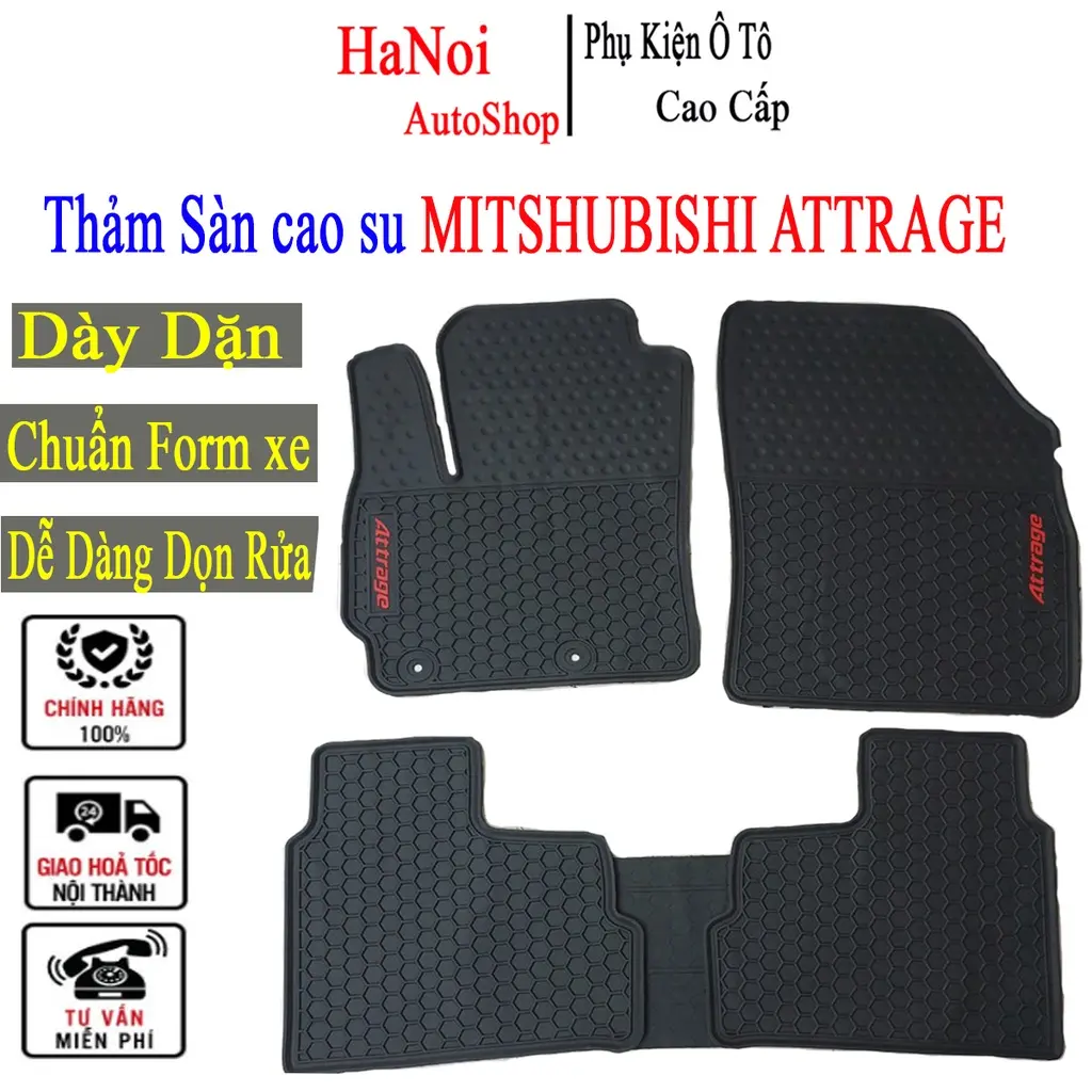 HÀNG CAO CẤP|Thảm Lót Sàn Cao Su Cho Xe Mitsu Attrage 2016 đến 2021- hàng không mùi , cao su đúc, vừa form xe
