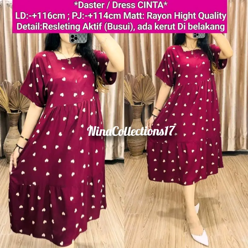 Daster Dress Cinta Rayon Adem Resleting Busui Karet Belakang 0