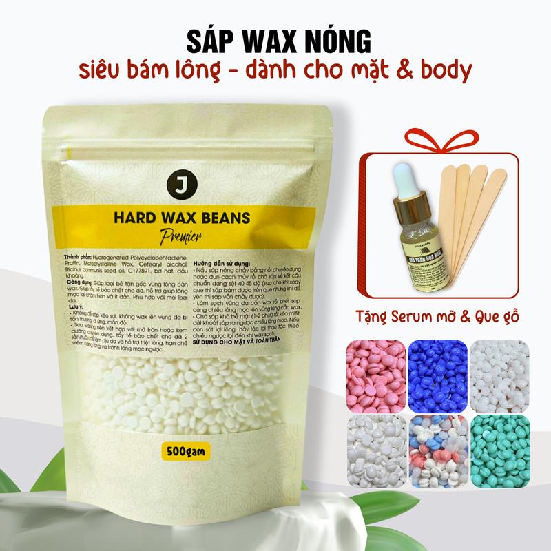 [TẶNG SERUM MỠ] Sáp wax lông nóng, sáp wax nóng hard wax beans nhập khẩu 500g Waxing Nữ Cạo Râu dừa tẩy