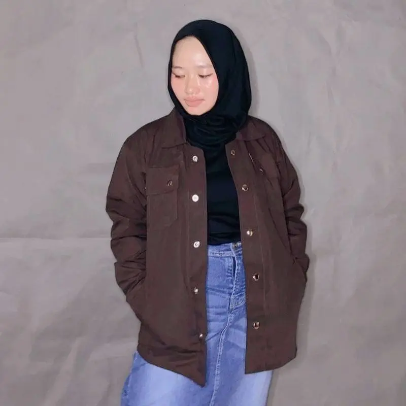 Jaket Semi parka Pria Wanita Kancing Hitam Bahan Canvas Parka Full Size Casual Keren Formal Distro 1