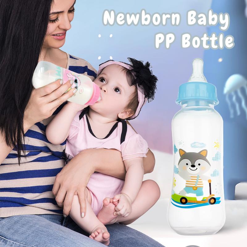 250ml newborn food grade pp baby bottle, cute cartoon  baby bottle ，anti-drop and anti-leakage and anti-choking baby  bottle, baby bottle with super soft pacifier , without straw 2
