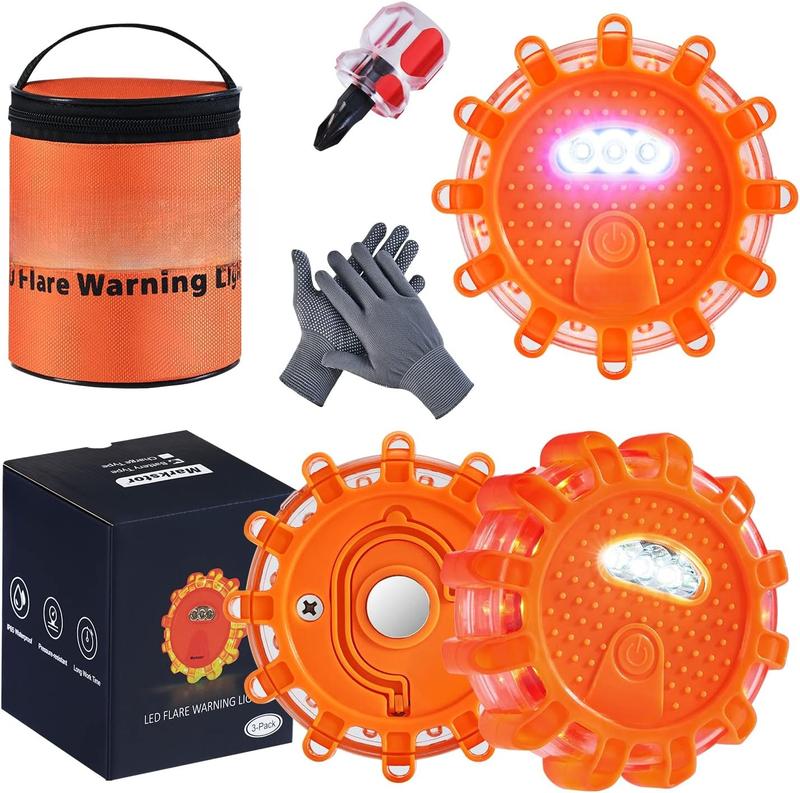 3 Pack of LED Emergency Car Kit Flashing Warning Lights Roadside ...