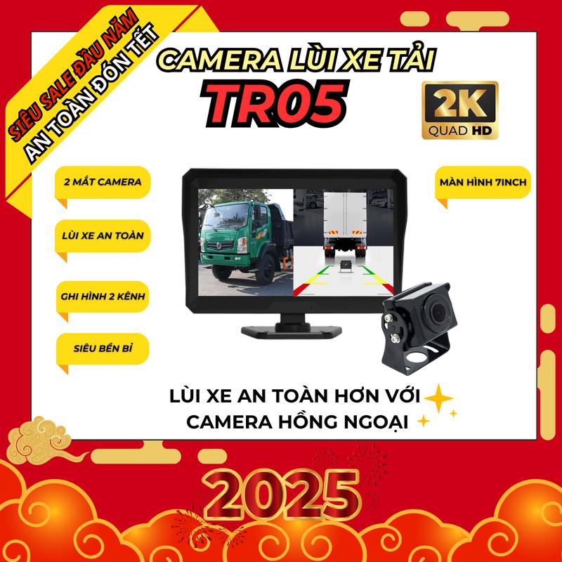 Camera Lùi XE TẢI TR05, kiêm cam hành trình 2 mắt camera trước sau ghi hình đồng thời, Hỗ Trợ lùi xe có vạch kẻ, Màn Hình 7icnh, Dây Lùi 15 mét, Bảo Hành 12 Tháng ,camera  lùi xe tải full HD màn  hình xe tải màn  hình cam lùi ô tô