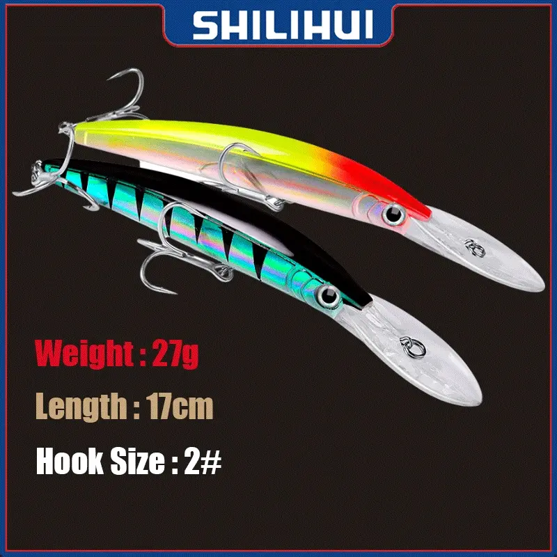 Proberos Umpan Pancing Ikan Minnow 17.5cm 27g Dengan Kail Treble 1/0 Lure Casting Umpan Floating 0