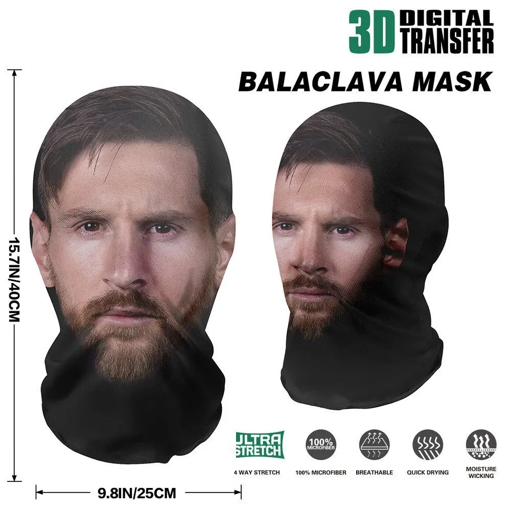 2024 3D Printed Seamless Messi Face Mask Celebrity Funny Dust Head Cover Sunscreen Riding Scarf Cosplay Headwear Hip Hop Hood