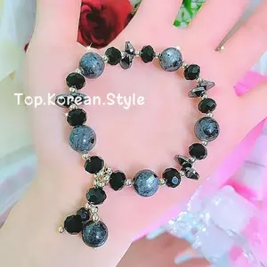 Gelang batu Abu Aura Penyembuh elastis untuk lengan standar - jumbo premium gaya wanita korea