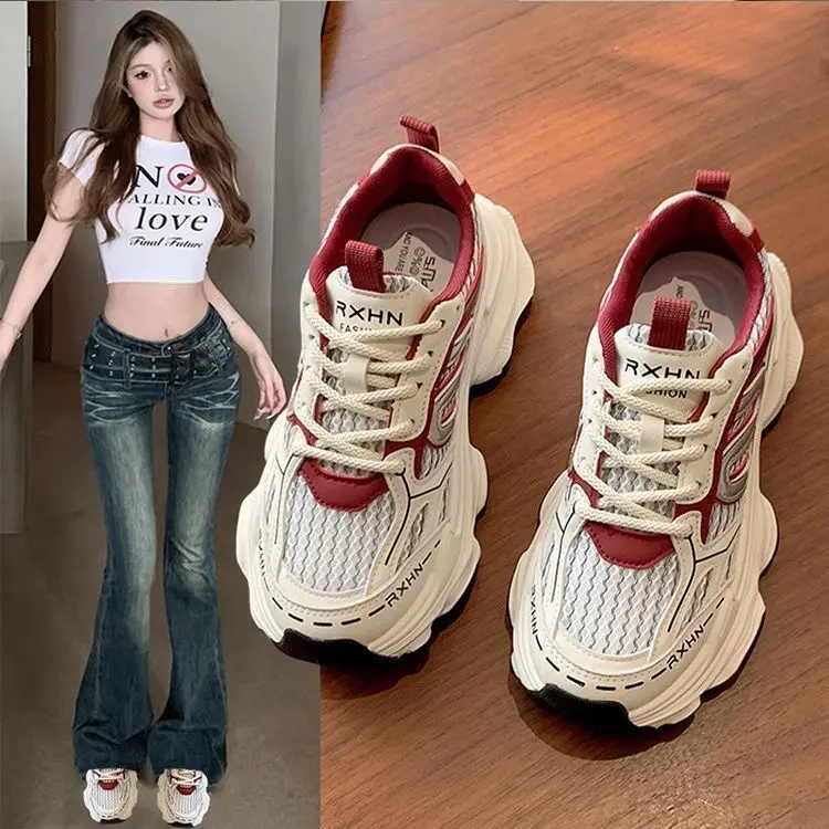 Dad Shoes Đế Dành Cho Nữ, Hàng Mới Về Năm 2024, Lưới Thoáng Khí, Thích Hợp Cho Học Sinh, Thiết Kế Lưới Đơn Tuyệt Vời, Phong Cách Thể Thao Thường Ngày Và Thoải Mái, Giày Nữ, Mùa Hè 2024