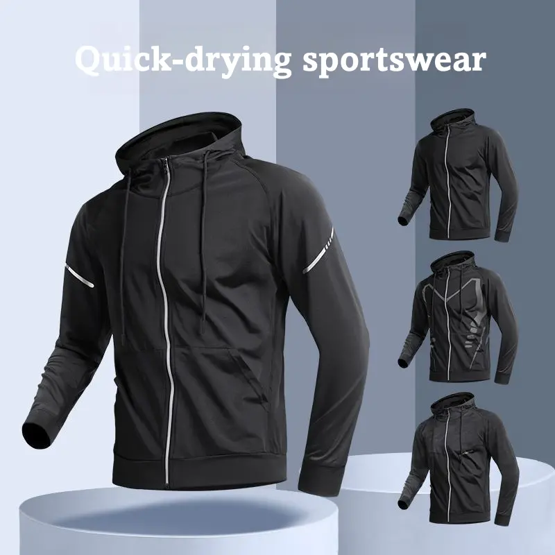 Sports Jacket Running Fitness Clothes Riding Wind Coat Hooded Training Long Sleeve Top Outdoor Jacket Coat