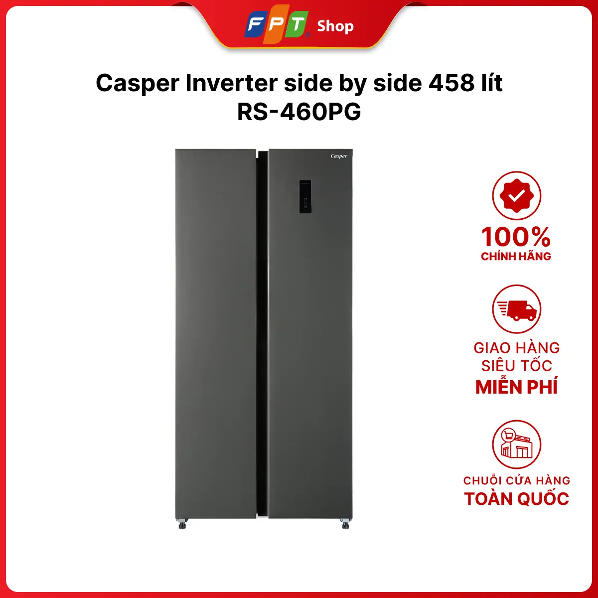 Tủ lạnh Casper Inverter side by side 458 lít RS-460PG (No.00906186)