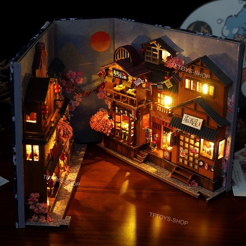 Mô hình book nook Diy house mô hình Nhà Gỗ Diy BOOK Nook Diy quà tặng【Tặng KEO+LED PIN + KÍNH CHE BỤI + DỤNG CỤ