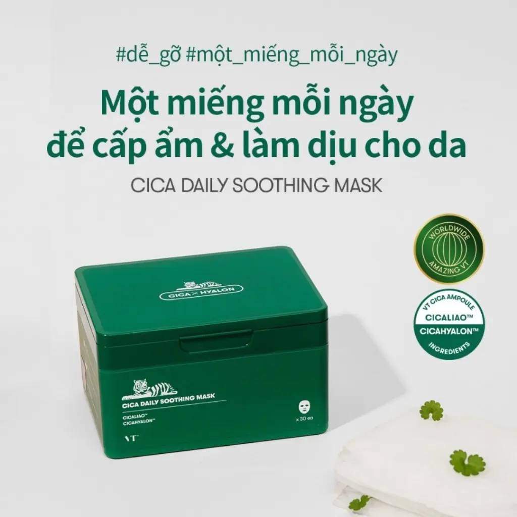 Hộp 30 Miếng Mặt Nạ VT CICA RETI-A MASK Thu Nhỏ Lỗ Chân Lông Giúp Da Mịn Màng