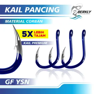BERKLY-Kail Pancing TIPE KECIL GFYSN Biru Isi 10pcs High Carbon Steel Ikan Laut Mancing